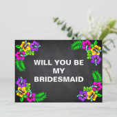 Invitation Black Chalk Board Floral Serez-vous ma servante d' (Debout devant)