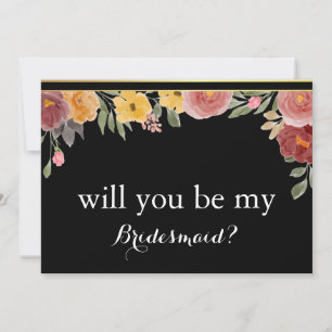 Invitation Black Chalk Board Floral Serez-vous ma servante d'