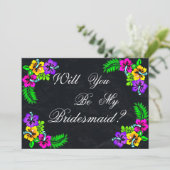 Invitation Black Chalk Board Floral Serez-vous ma servante d' (Debout devant)