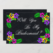 Invitation Black Chalk Board Floral Serez-vous ma servante d' (Devant / Derrière)