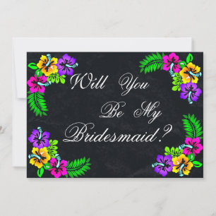 Invitation Black Chalk Board Floral Serez-vous ma servante d'