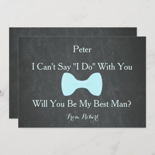 Invitation Black Chalkboard Bow Serez-vous mon meilleur Invit (Devant / Derrière)