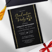 Invitation Black Chalkboard Law School Graduation Party