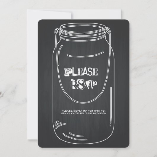 Invitation Black Chalkboard Rustique (Dos)