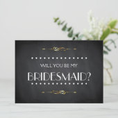Invitation Black ChalkBoard Serez-vous mon Bridesmaid Invitat (Debout devant)