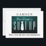 Invitation Black Chalkboard Suitup Serez-vous mon groom<br><div class="desc">Ce 5" x 7" beau temps pour habiller Black Chalk Board avec une carte d'invitation à la cravate blanche. C'est mieux pour le marié. Si vous cherchez à demander à quelqu'un d'être votre toiletteur pour votre futur mariage, alors pourquoi ne pas choisir ces cartes de toiletteur. Cette carte d'invitation customisée...</div>