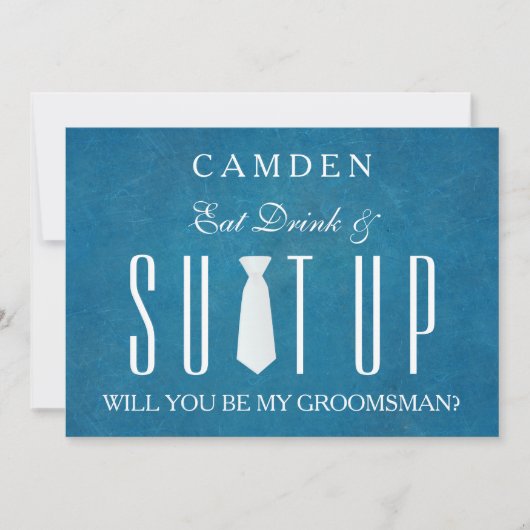 Invitation Black Chalkboard Suitup Serez-vous mon groom (Devant)
