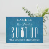 Invitation Black Chalkboard Suitup Serez-vous mon groom (Debout devant)