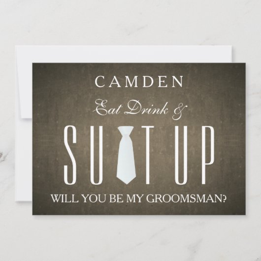 Invitation Black Chalkboard Suitup Serez-vous mon groom (Devant)