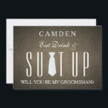 Invitation Black Chalkboard Suitup Serez-vous mon groom<br><div class="desc">Ce 5" x 7" beau temps pour habiller Black Chalk Board avec une carte d'invitation à la cravate blanche. C'est mieux pour le marié. Si vous cherchez à demander à quelqu'un d'être votre toiletteur pour votre futur mariage, alors pourquoi ne pas choisir ces cartes de toiletteur. Cette carte d'invitation customisée...</div>