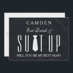 Invitation Black Chalkboard Suitup Serez-vous mon meilleur<br><div class="desc">Ce 5" x 7" beau temps pour habiller Black Chalk Board avec une carte d'invitation à la cravate blanche. C'est mieux pour le marié. Si vous cherchez à demander à quelqu'un d'être votre toiletteur pour votre futur mariage, alors pourquoi ne pas choisir ces cartes de toiletteur. Cette carte d'invitation customisée...</div>