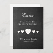 Invitation Black Chalkboard Tu Seras Mon Bridesmaid Invitat (Devant / Derrière)