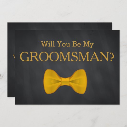 Invitation Black Chalkboard Will You Be my Groomsman (Devant / Derrière)