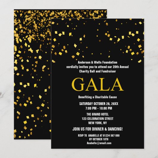 Invitation Black Charity Ball Parti de collecte de fonds d'en (Devant / Derrière)
