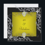 Invitation Black Chartreuse Gold 40th Birthday Party<br><div class="desc">40 & Fabuleux 40e Anniversaire Fête Black Bright Chartreuse Gold Silver Metal Party Girl. Elegant Classy Toutes les occasions Fête d'anniversaire invitations Modèle</div>