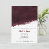 Invitation Black Cherry Aquarelle & Or Moderne Mariage chic (Debout devant)