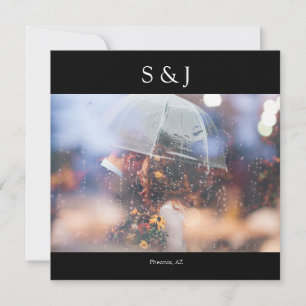 Invitation Black Chic Photo Élégant Carré moderne minimaliste