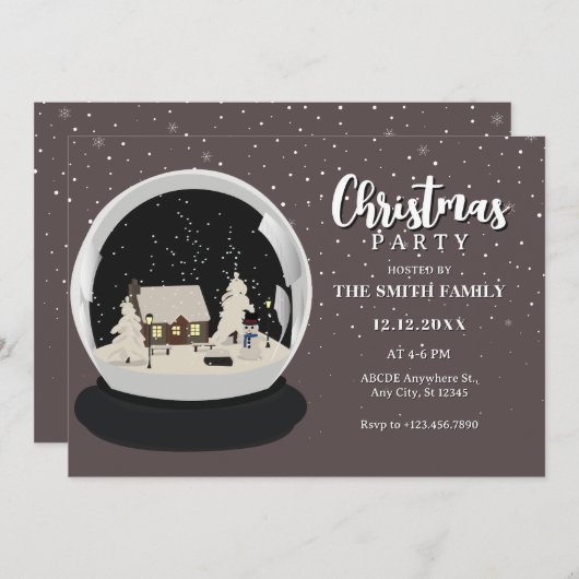 Invitation Black Christmas Snow globe Winter merveilleuse (Devant / Derrière)