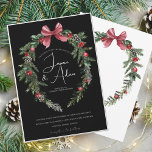 Invitation Black Christmas Wreath Red Winter Festive Mariage<br><div class="desc">Black Christmas Wreath Red Green Winter Festive Faire-part de mariage - Élégant feuillage dans Rustic À feuillage persistant Hues. Découvrez l'enchantement de la saison avec notre faire-part de mariage de Noël moderne, orné de couleurs riches et festives de rouge et de vert. Cette élégante invitation présente des notes feuillues délicates...</div>