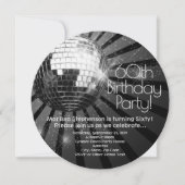 Invitation Black Circle Round Disco Ball 60e fête d'anniversa (Devant)