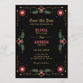 Invitation Black classic floral wedding (Devant)