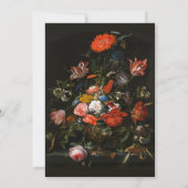 Invitation Black classic vintage floral bouquet birthday (Dos)