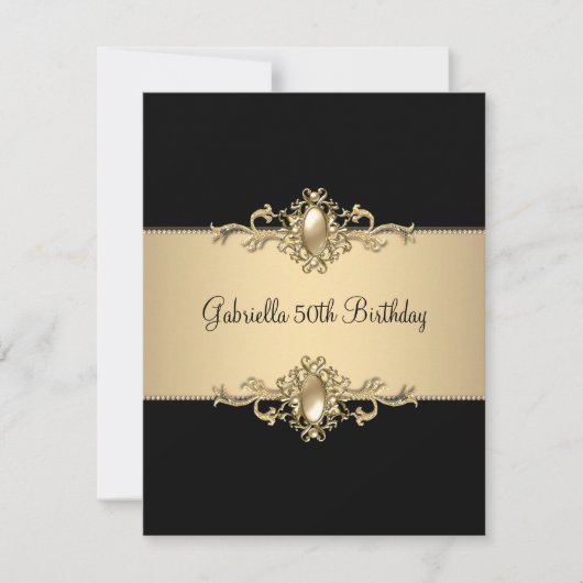 Invitation Black Coffee Trim 50e Anniversaire Perle (Devant)