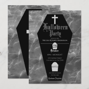 Invitation Black Coffin Tombstone Gothique Halloween Party