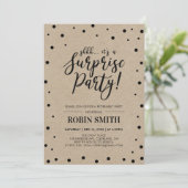 Invitation Black Confetti & Kraft Surprise Retirement Party (Debout devant)