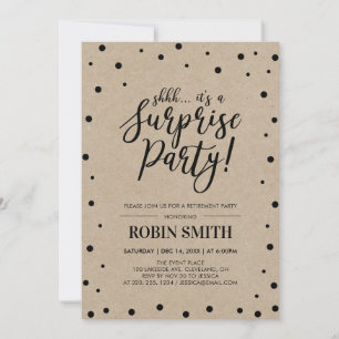 Invitation Black Confetti & Kraft Surprise Retirement Party