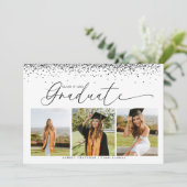 Invitation Black Confetti |  Photo Collage Graduation  (Debout devant)
