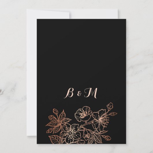 Invitation Black Copper Floral | Goth Wedding (Dos)