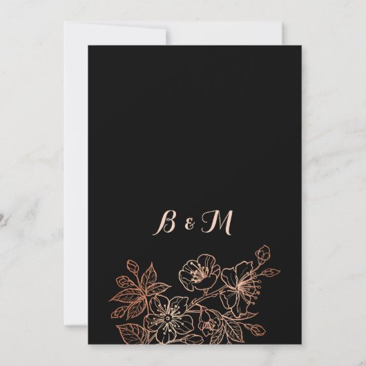 Invitation Black Copper Floral | Goth Wedding (Dos)