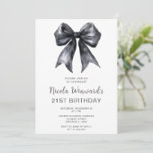 Invitation Black Coquette Bow fête d'anniversaire (Debout devant)