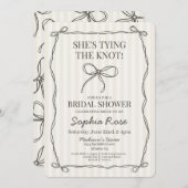 Invitation Black Coquette Bow Tying Fête des mariées de noeud (Devant / Derrière)