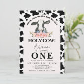 Invitation Black Cow Print Arch Floral Holy Cow 1er Anniversa (Debout devant)