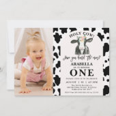 Invitation Black Cow Print Arche Photo Holy Cow 1er Anniversa (Devant)