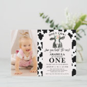 Invitation Black Cow Print Arche Photo Holy Cow 1er Anniversa (Debout devant)