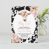 Invitation Black Cow Print Boho Holy Cow Girls Anniversaire (Debout devant)