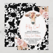 Invitation Black Cow Print Boho Holy Cow Girls Anniversaire (Devant / Derrière)