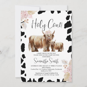 Invitation Black Cow Print Highland Cow Baby shower