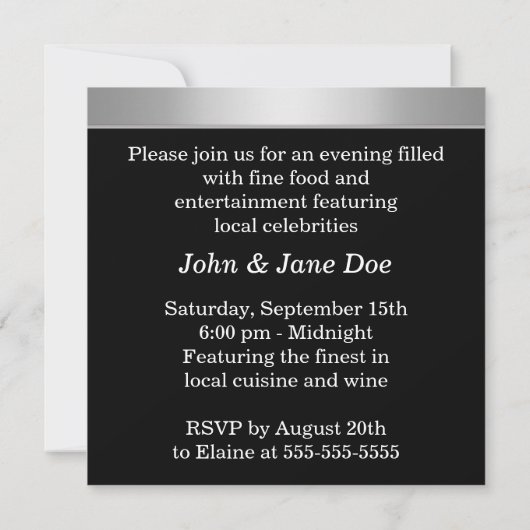 Invitation Black Cravate Corporate Party Fund Raising Event (Dos)