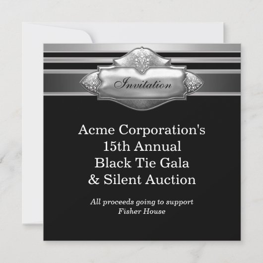 Invitation Black Cravate Corporate Party Fund Raising Event (Devant)