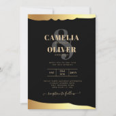 Invitation Black Cravate Mariage Gold Foil Script Élégant évé (Devant)