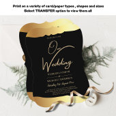 Invitation Black Cravate Mariage Gold Foil Script Élégant évé