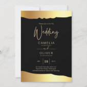 Invitation Black Cravate Mariage Gold Foil Script Élégant évé (Devant)