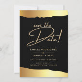 Invitation Black Cravate Mariage Gold Foil Script Élégant évé (Devant)
