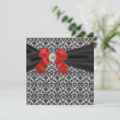 Invitation Black Cravate Party Red Black Damask Party Invitat (Debout devant)