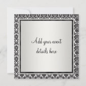Invitation Black Cravate Party Rose Black Damask Party Invita (Dos)