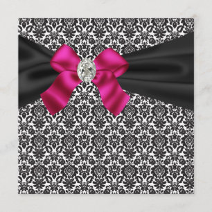 Invitation Black Cravate Party Rose Black Damask Party Invita